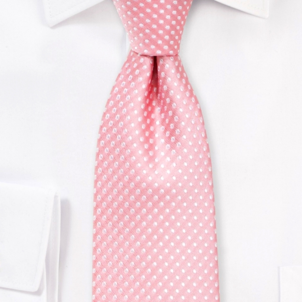 Eaton|Blush Pink Tie with White Dots